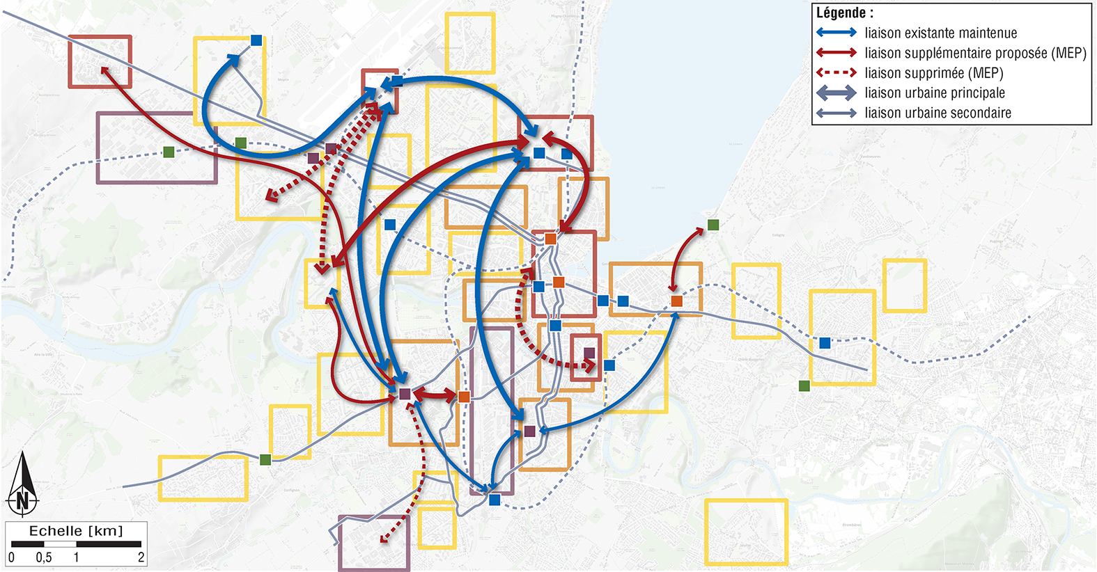 Concept pour les liaisons tangentielles (réseau urbain) – Proposition du MEP