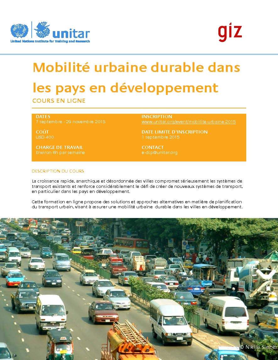 Mobilité urbaine durable dans les pays en développement – Transitec modère la formation UNITAR