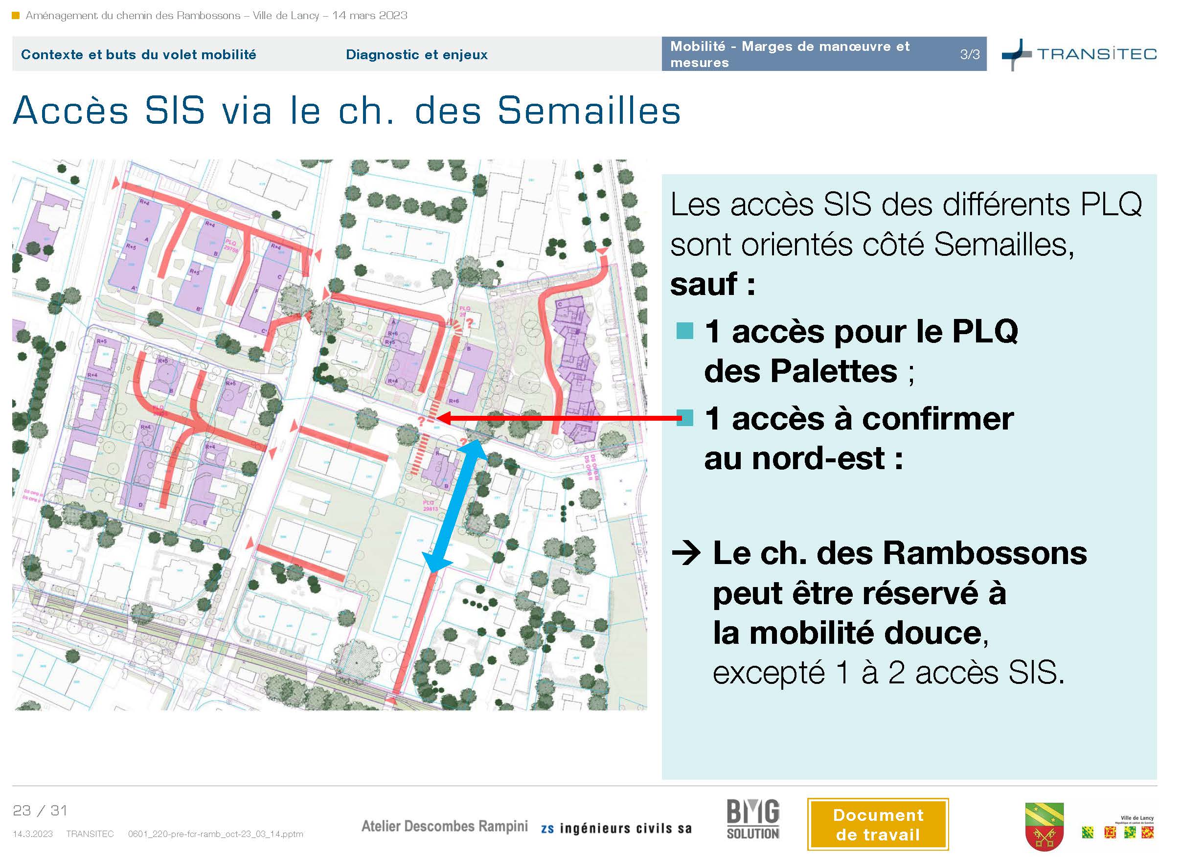 Accès SIS via le ch. des Semailles