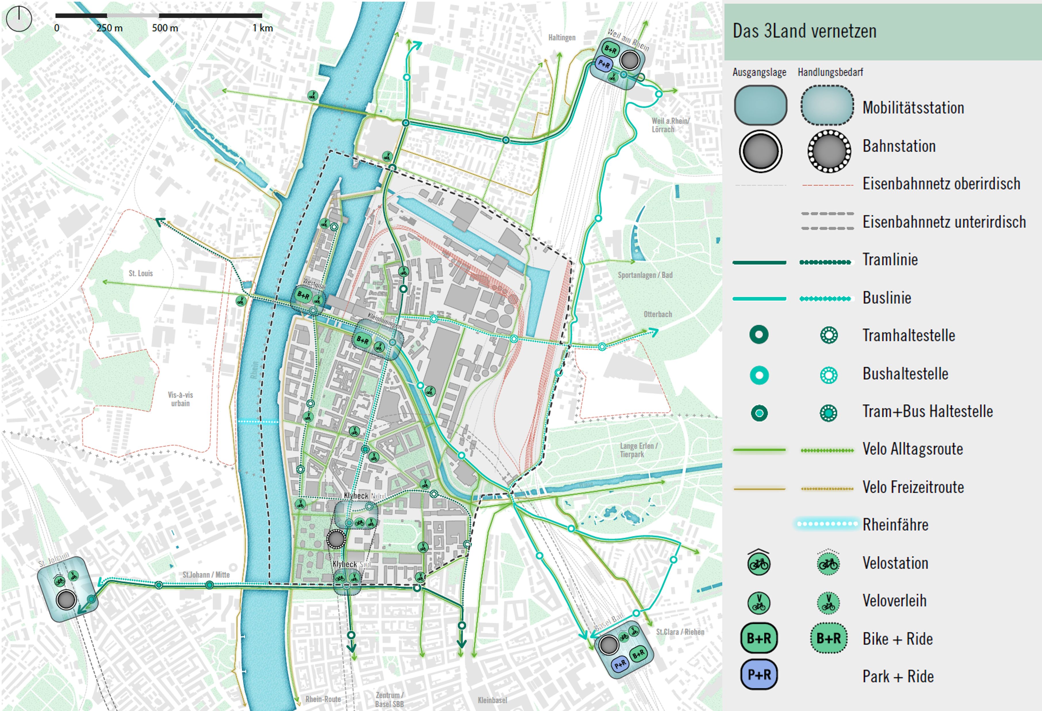 Synthesekarte 3Land vernetzen mit einem Fokus auf den ÖV und den Veloverkehr