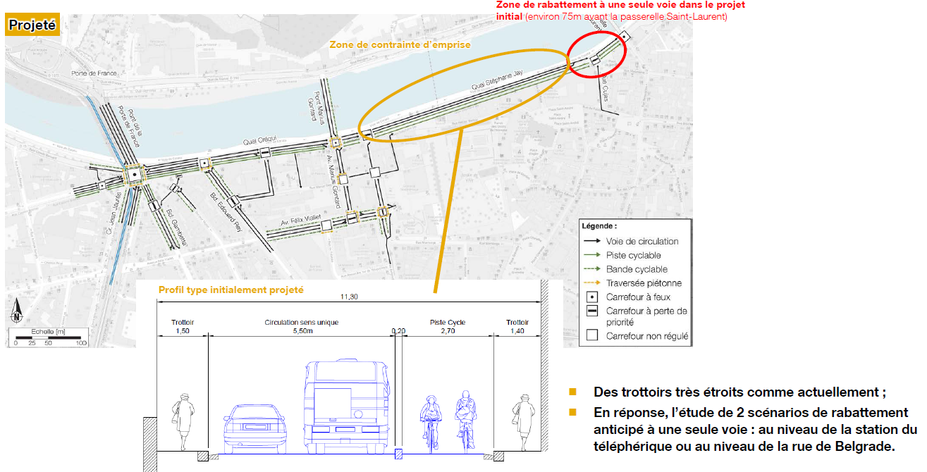 Etude d&#039;un aménagement cyclable sur les quais de l&#039;Isère