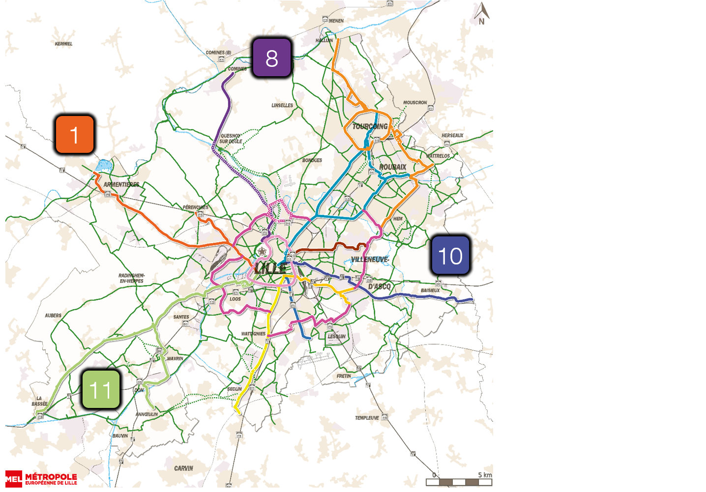 Études de faisabilité pour l’aménagement de 4 liaisons Vélo+ (n°1, 8, 10 et 11) sur le territoire de la Métropole Européenne de Lille