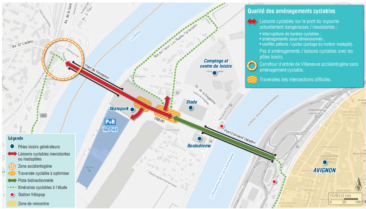 Etude de circulation et d&#039;insertion  d&#039;itinéraires cyclables et de transports collectifs sur les ponts de Royaume et Daladier