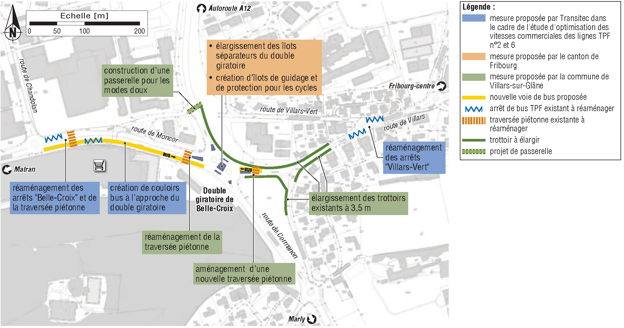 Amélioration des conditions de circulation des bus sur les routes de Moncor et de Villars – Etude d&#039;avant-projet