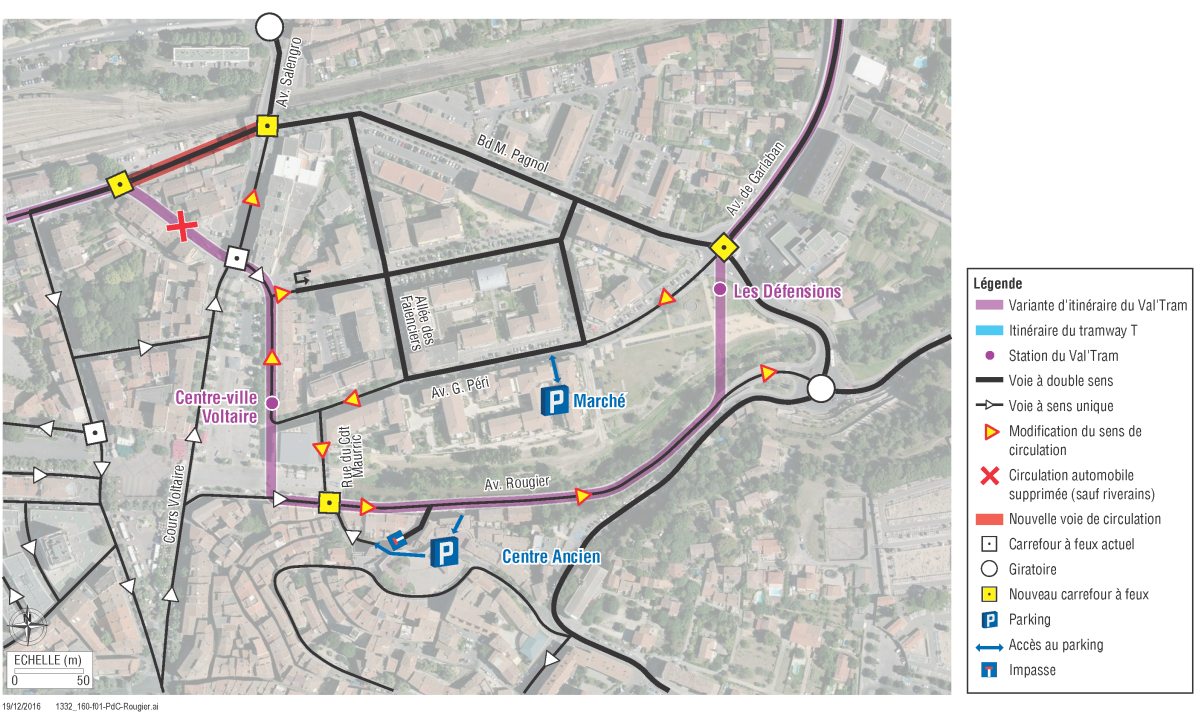 Au centre-ville d'Aubagne, des adaptations du plan de circulation sont apportées, avec un souci de garantir une accessibilité locale de qualité