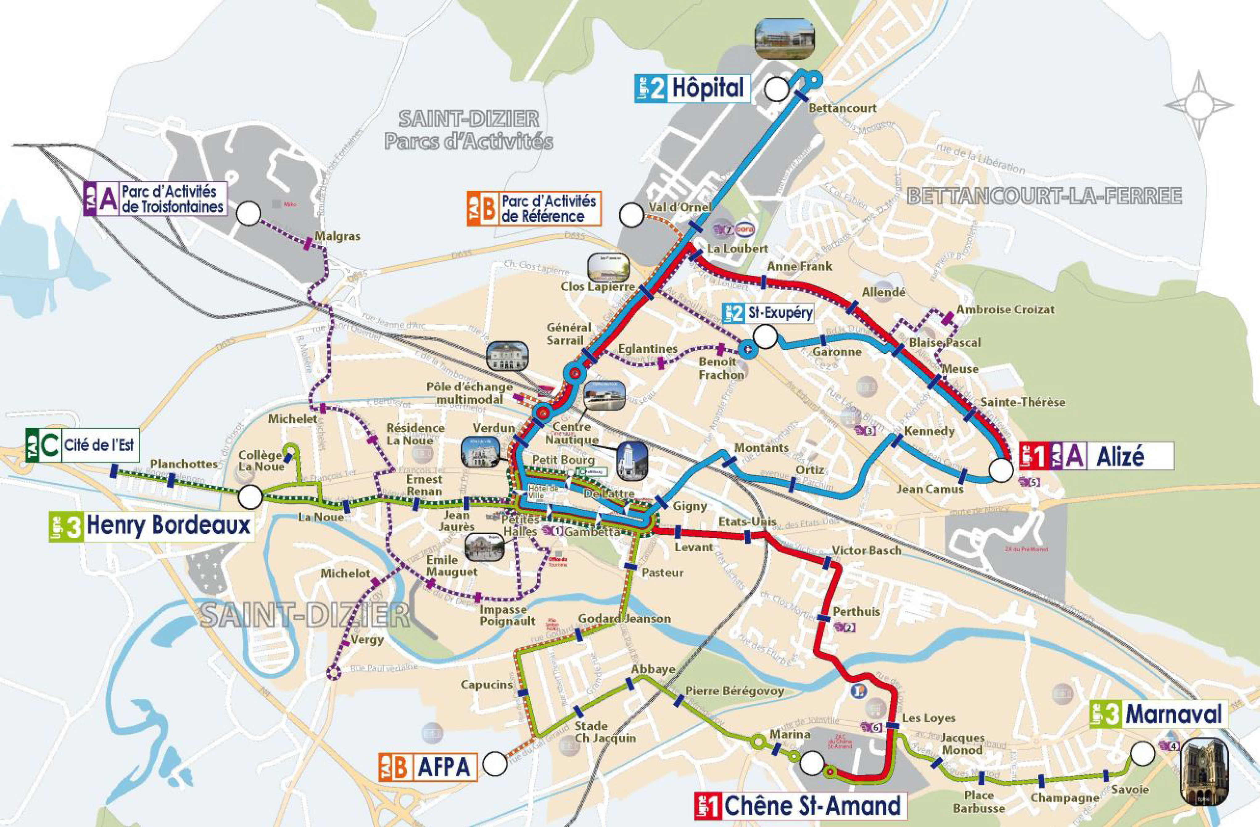 Plan du réseau urbain TICEA