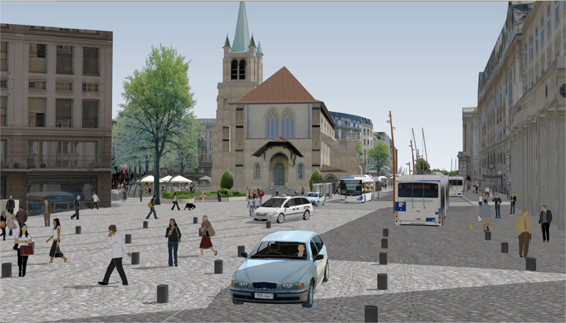 Place Saint-François – Illustration 3D des intentions d'aménagementv