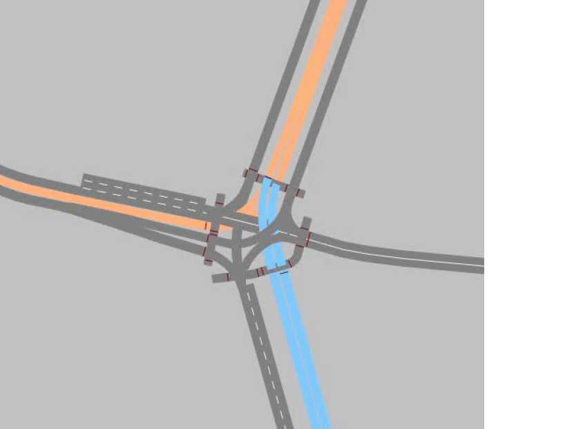 Modélisation du réseau projeté au niveau du carrefour Porte Blanche
