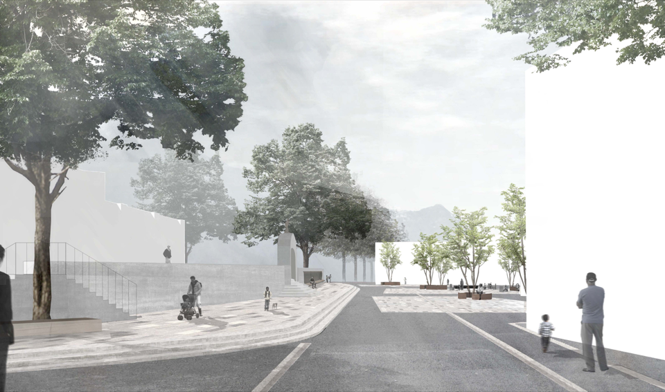 Glis/Brigue  – Lauréat du concours de réaménagement de la Dorfplatz, avec Transitec en charge des aspects liés à la mobilité
